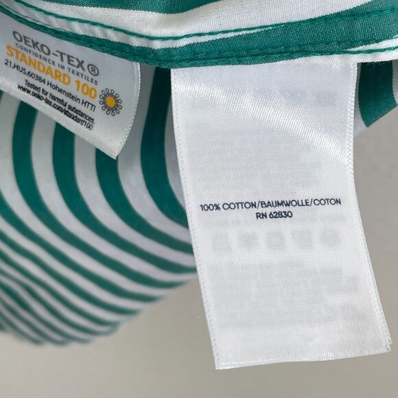 Lands End Womens Plus 18W No Iron Supima Cotton Green White Striped Shirt Blouse - Picture 5 of 10